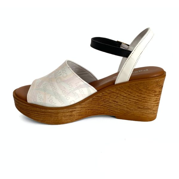 Sandalias de cuña con plataforma para mujer en piel blanca