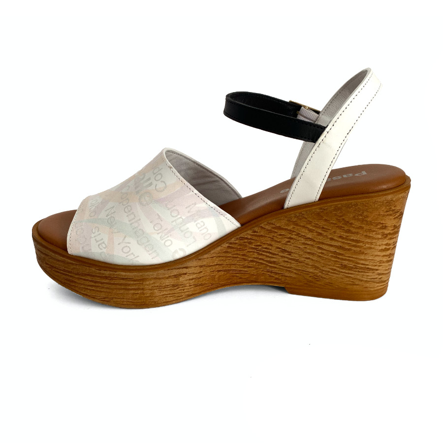 Sandalias de cuña con plataforma para mujer en piel blanca: imagen 5