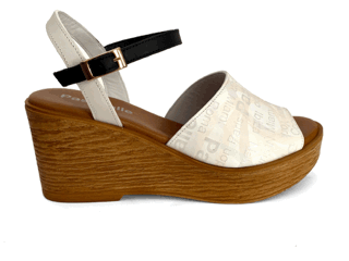 Sandalias de cuña con plataforma para mujer en piel blanca