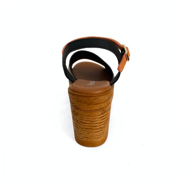 Sandalias de cuña con plataforma para mujer en piel negra