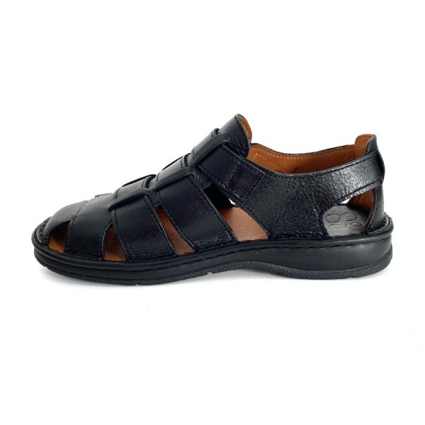 Sandalias de hombre en piel negra con velcro