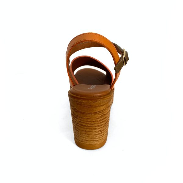 Sandalias de cuña con plataforma para mujer en piel mango