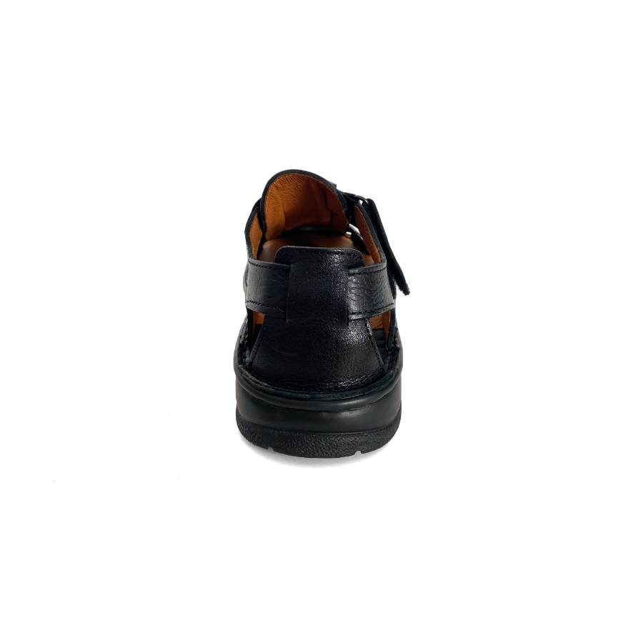 Sandalias de hombre en piel negra con velcro: imagen 6