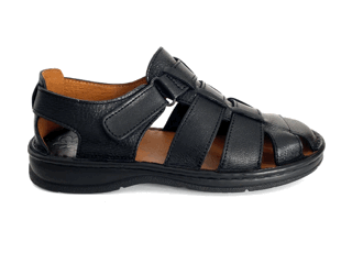 Sandalias de hombre en piel negra con velcro