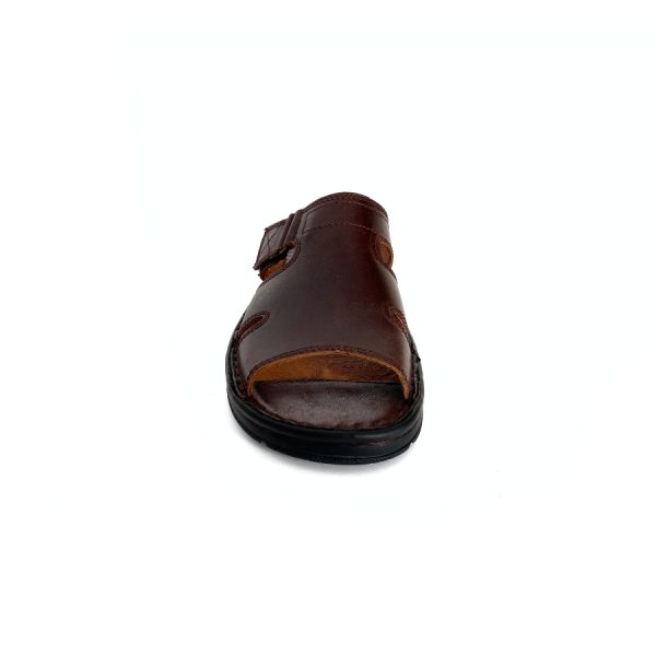 Sandalias de hombre en piel marrón con velcro