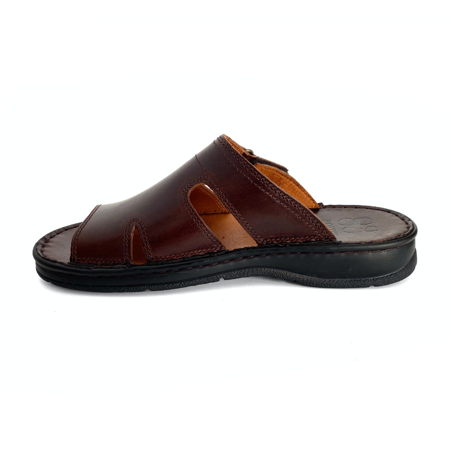 Sandalias de hombre en piel marrón con velcro: imagen 5