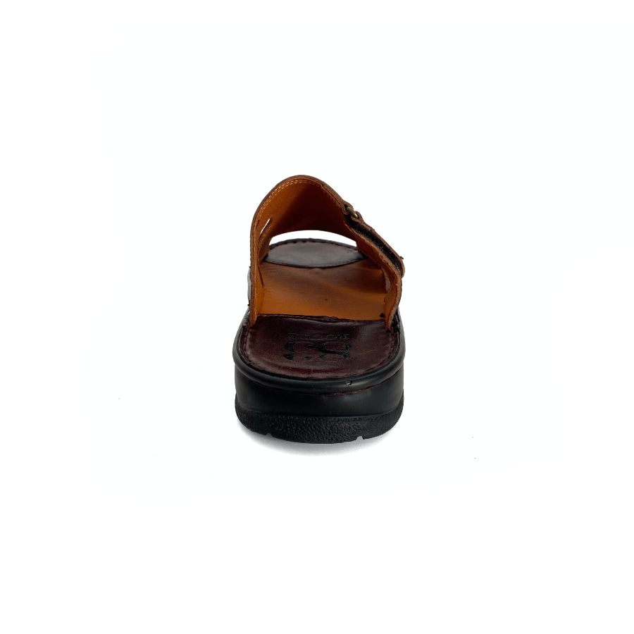 Sandalias de hombre en piel marrón con velcro: imagen 6