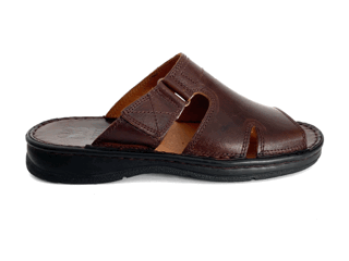 Sandalias de hombre en piel marrón con velcro