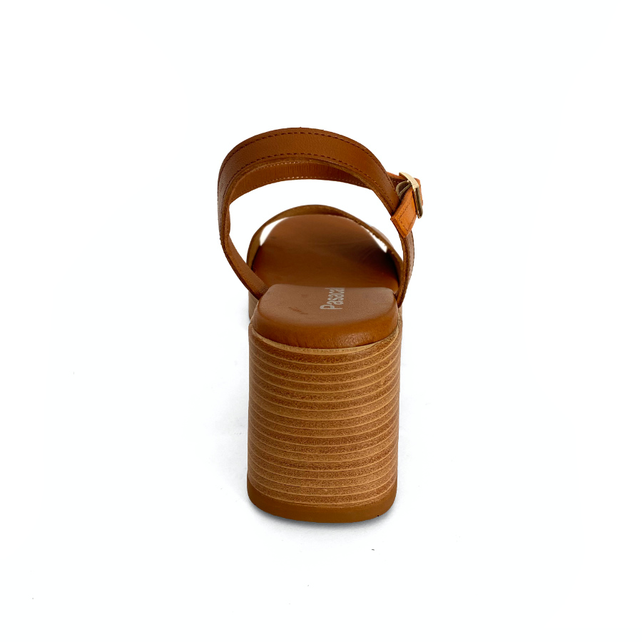 Sandalias de plataforma para mujer en piel camel y mango: imagen 6