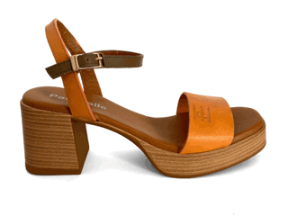 Sandalias de plataforma para mujer en piel mango y kaki
