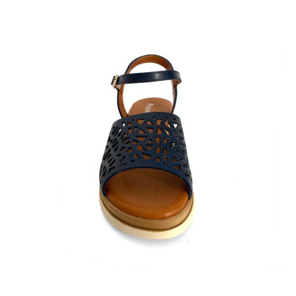 Sandalias de cuña para mujer en piel marino