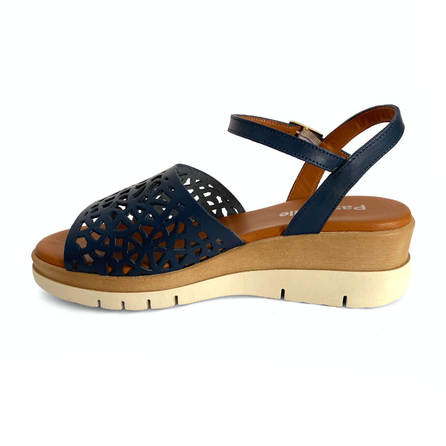 Sandalias de cuña para mujer en piel marino: imagen 5