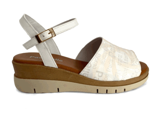Sandalias de cuña para mujer en piel blanca
