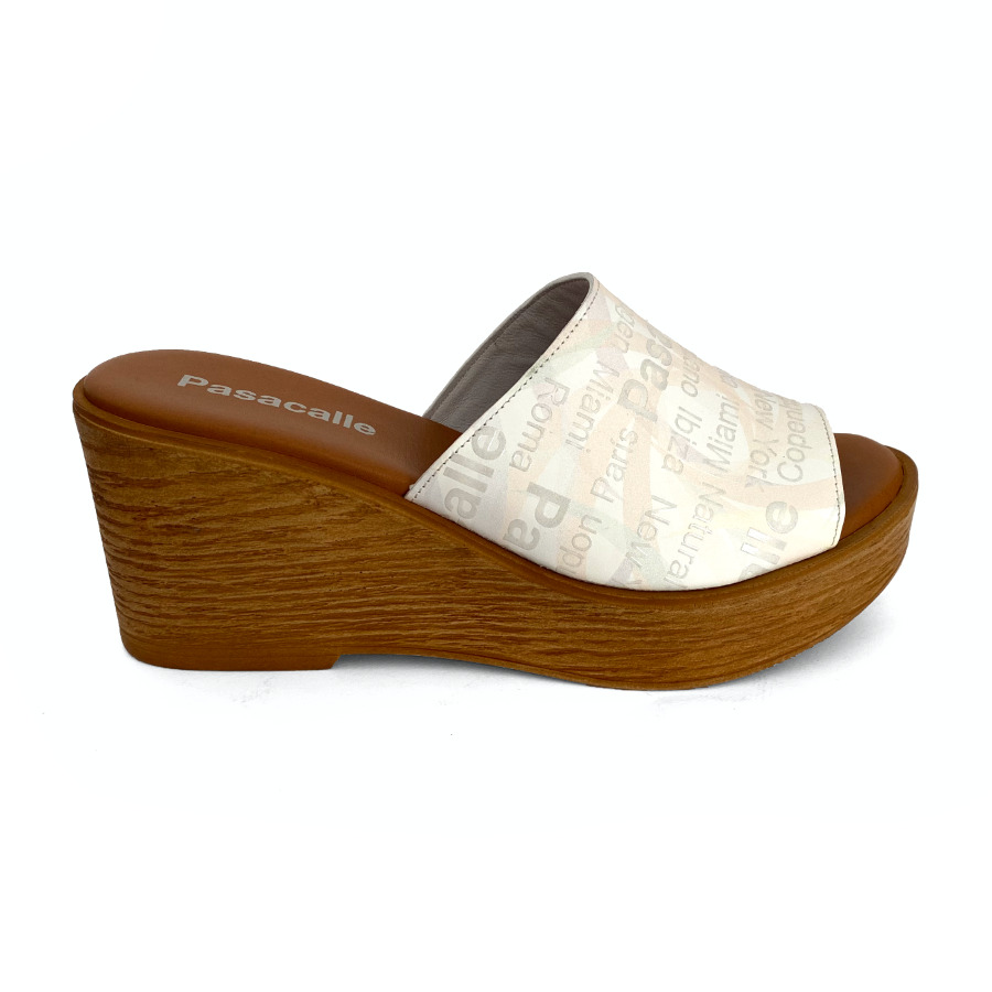 Sandalias de cuña con plataforma para mujer en piel blanco: imagen 4