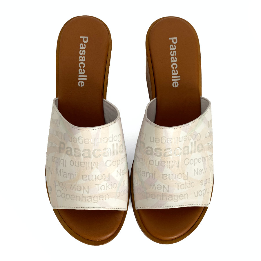 Sandalias de cuña con plataforma para mujer en piel blanco: imagen 3