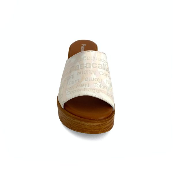 Sandalias de cuña con plataforma para mujer en piel blanco