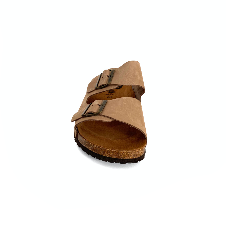 Sandalias bio de hombre en piel nobuk taupe con hebillas: imagen 4