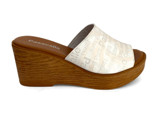 Sandalias de cuña con plataforma para mujer en piel blanco