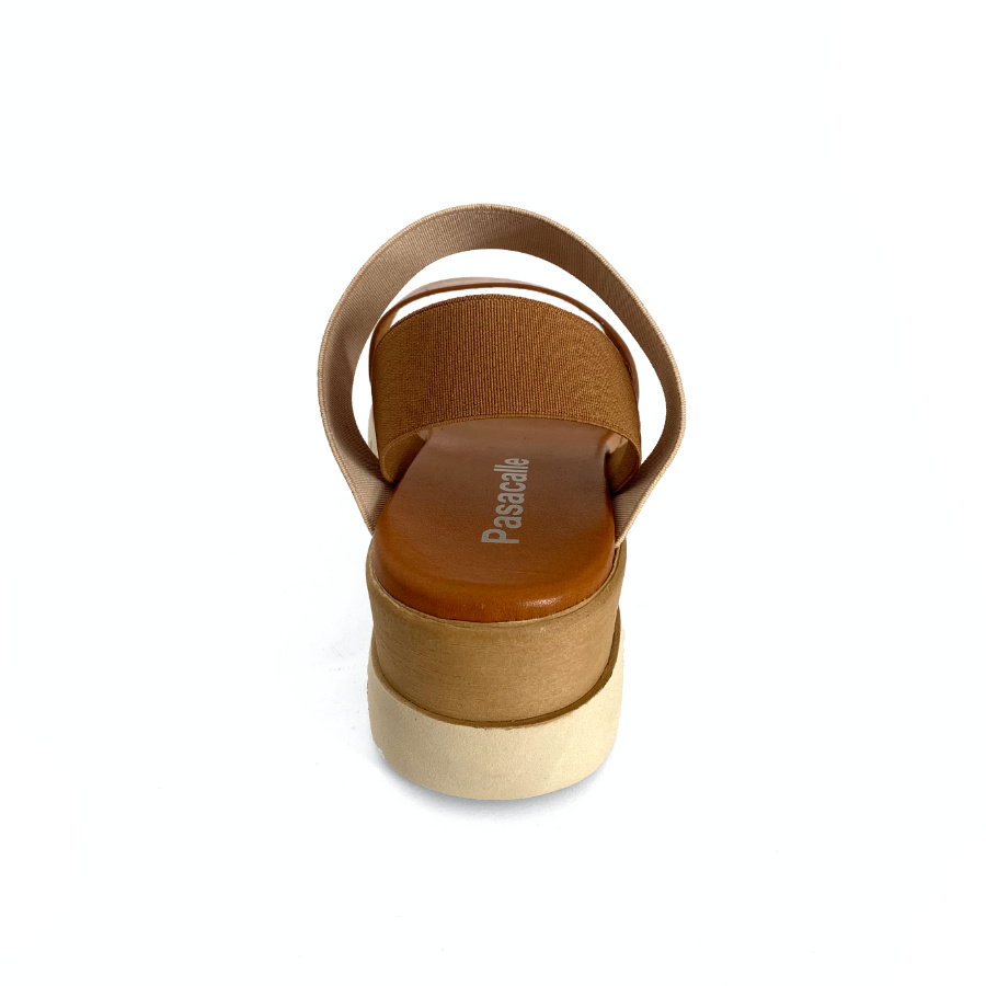 Sandalias de cuña para mujer piel camel hielo: imagen 6