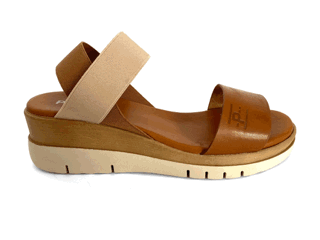 Sandalias de cuña para mujer piel camel hielo