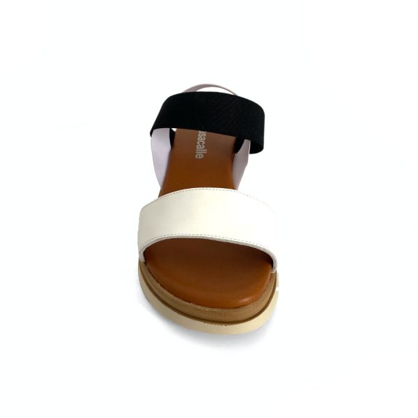 Sandalias de cuña para mujer en piel blanca y negra