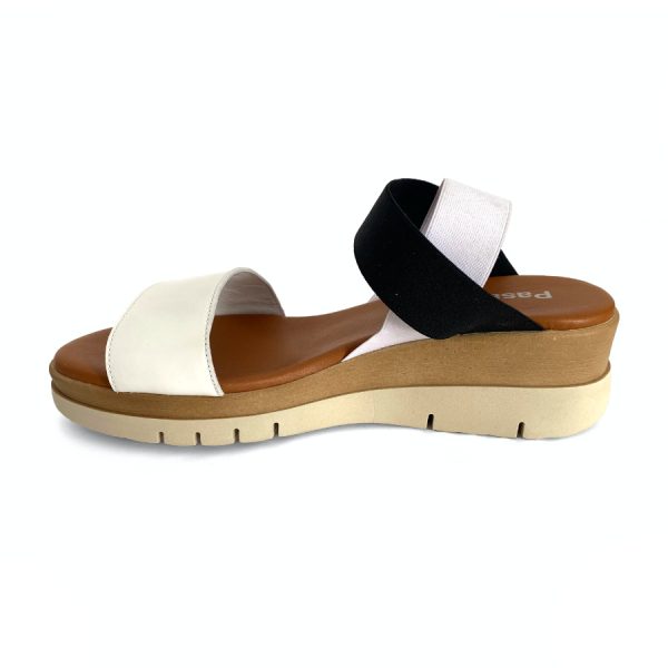 Sandalias de cuña para mujer en piel blanca y negra