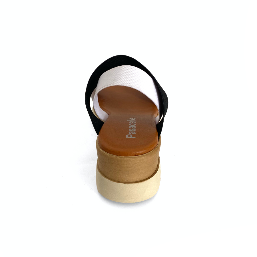 Sandalias de cuña para mujer en piel blanca y negra: imagen 6