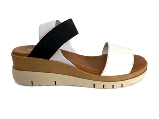 Sandalias de cuña para mujer en piel blanca y negra