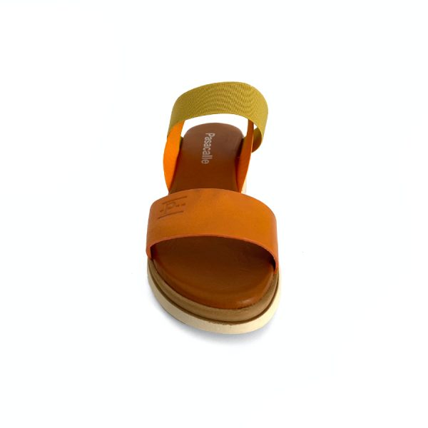 Sandalias de cuña para mujer en piel mango lemon