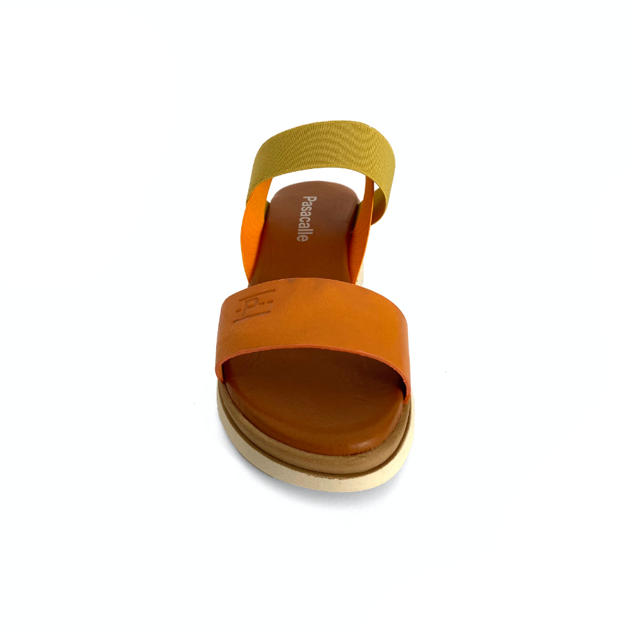 Sandalias de cuña para mujer en piel mango lemon: imagen 4