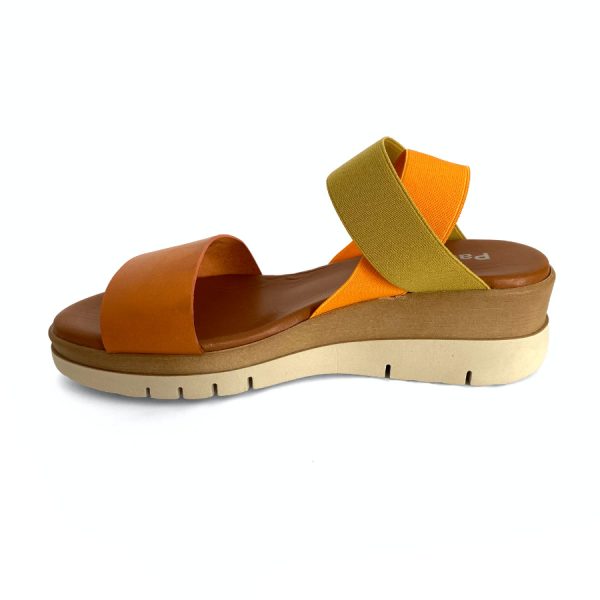Sandalias de cuña para mujer en piel mango lemon