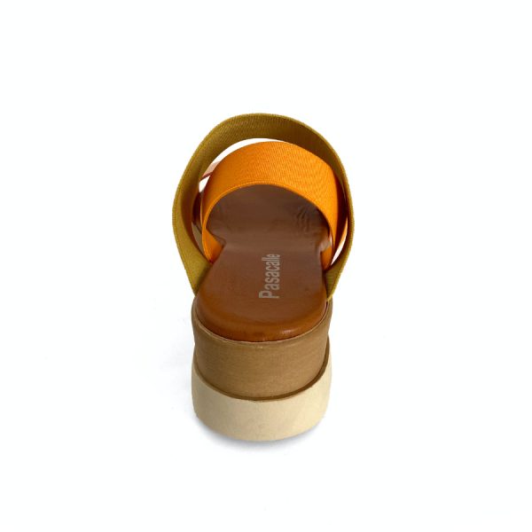 Sandalias de cuña para mujer en piel mango lemon