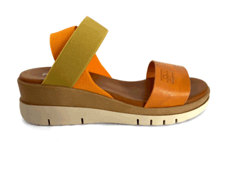 Sandalias de cuña para mujer en piel mango lemon