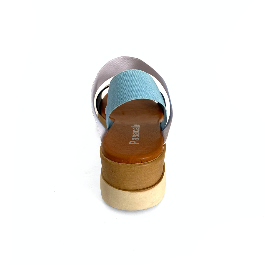 Sandalias de cuña para mujer en piel marino y blanco: imagen 6