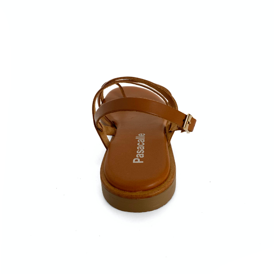 Sandalias bajas para mujer en piel color camel: imagen 6