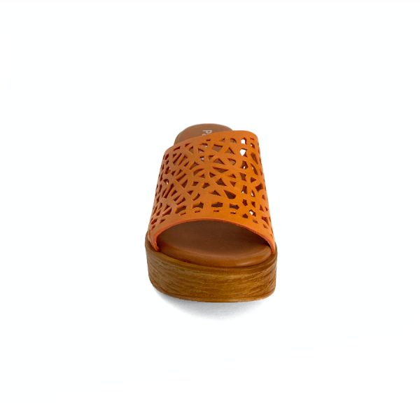 Sandalias de cuña con plataforma para mujer en piel mango