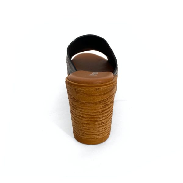 Sandalias de cuña con plataforma para mujer en piel negra