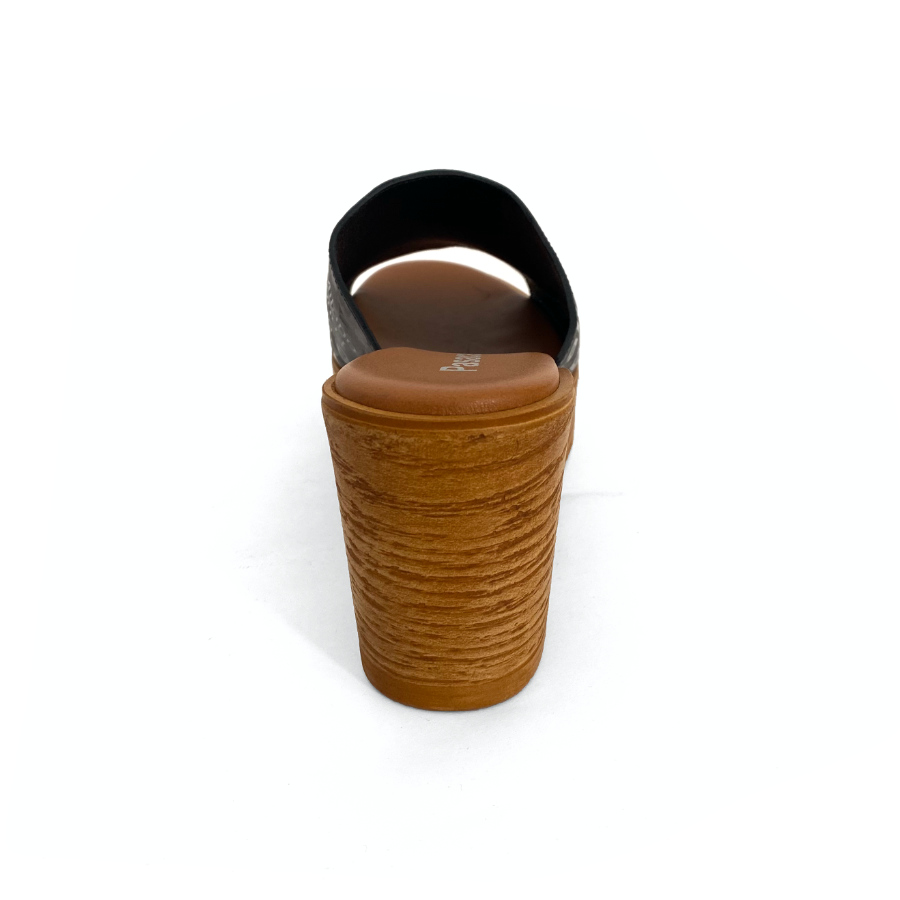 Sandalias de cuña con plataforma para mujer en piel negra: imagen 6