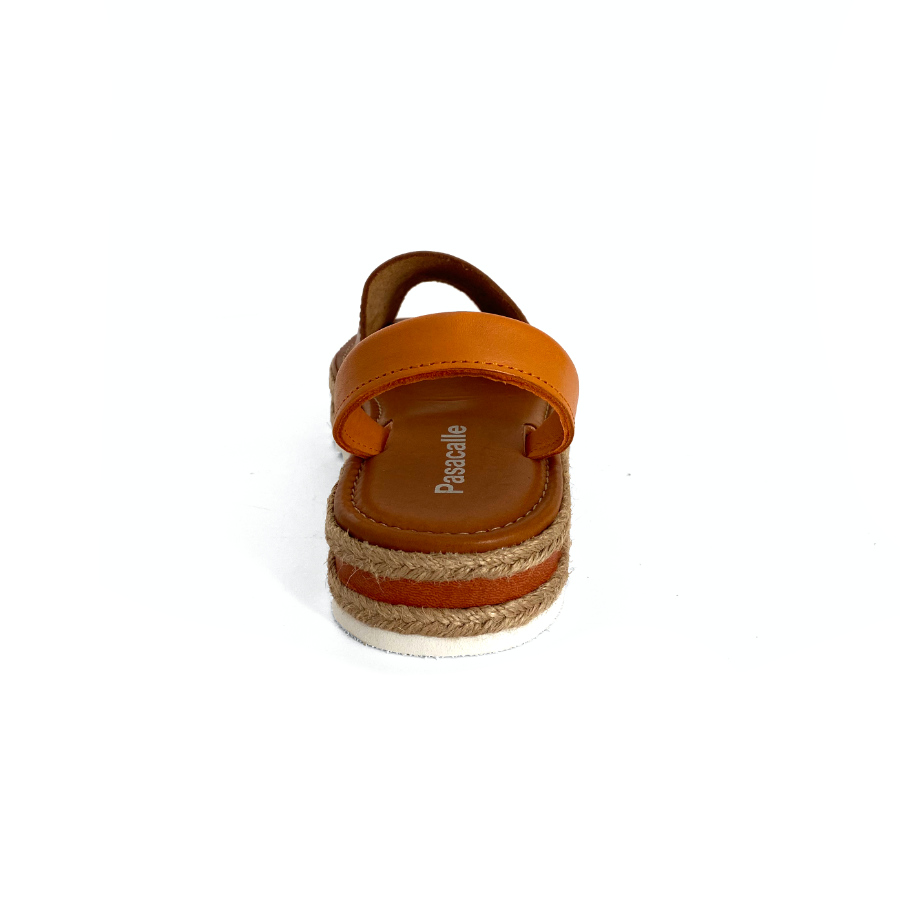 Sandalias bajas de mujer en piel camel y mango: imagen 6