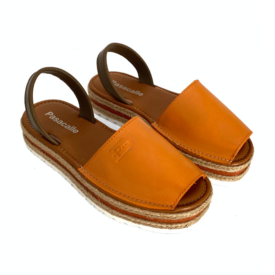Sandalias bajas para mujer en piel mango kaki: imagen 3