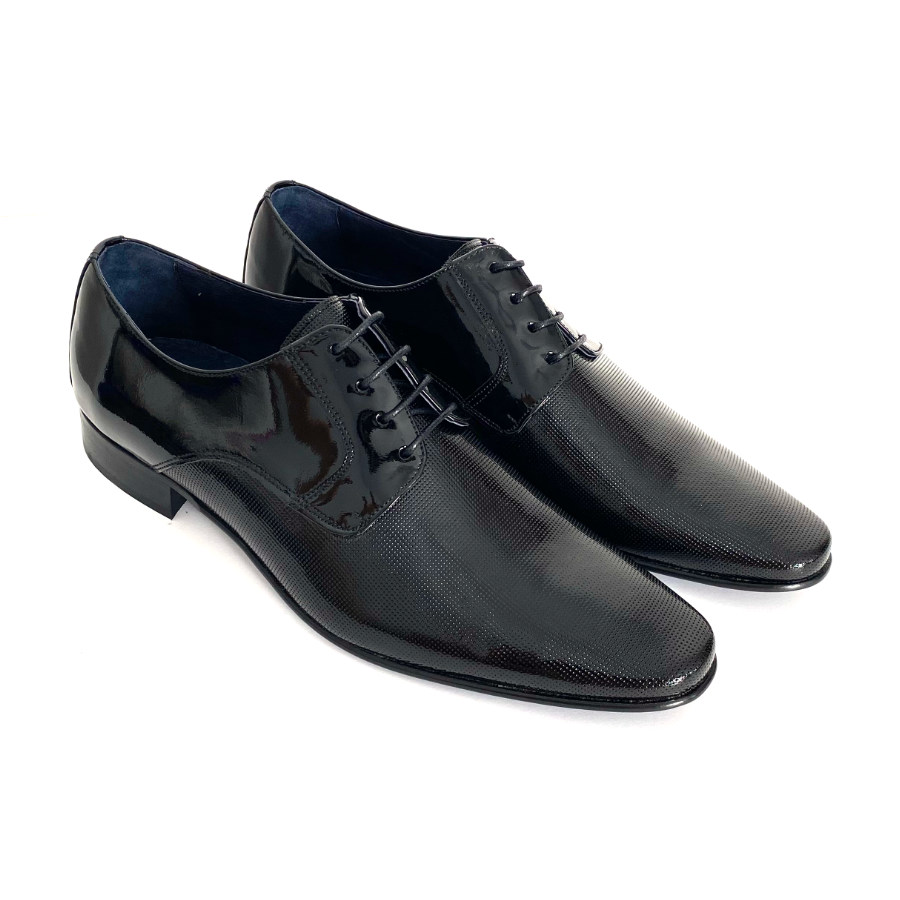 Zapatos blucher de hombre en piel charol negro: imagen 3