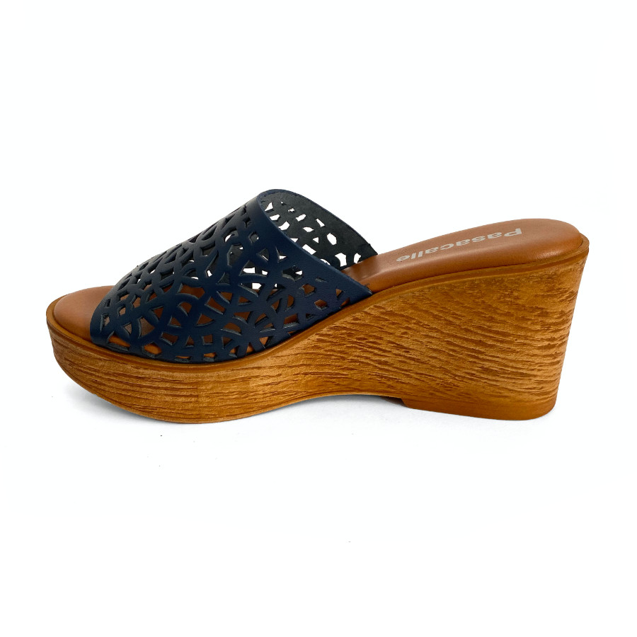 Sandalias de cuña con plataforma para mujer en piel marino: imagen 5