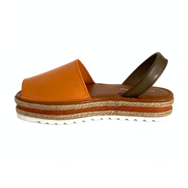 Sandalias bajas para mujer en piel mango kaki