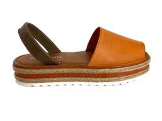 Sandalias bajas para mujer en piel mango kaki