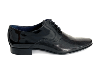 Zapatos blucher de hombre en piel charol negro