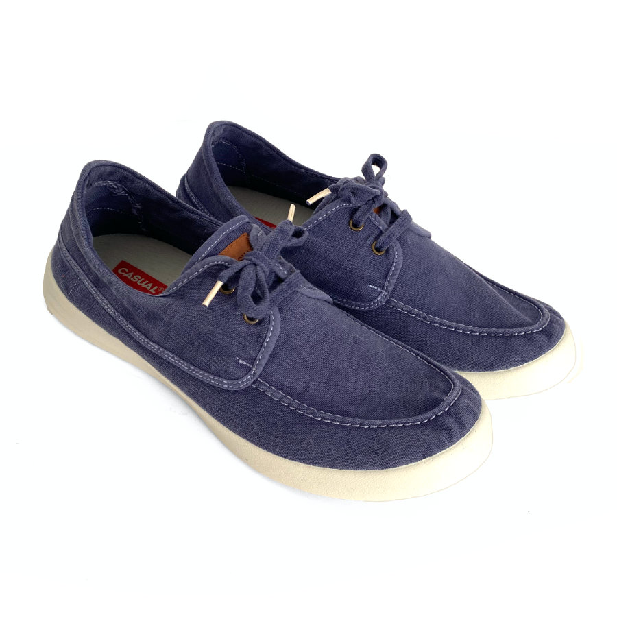 Zapatillas de hombre en lona de algodón azul: imagen 3