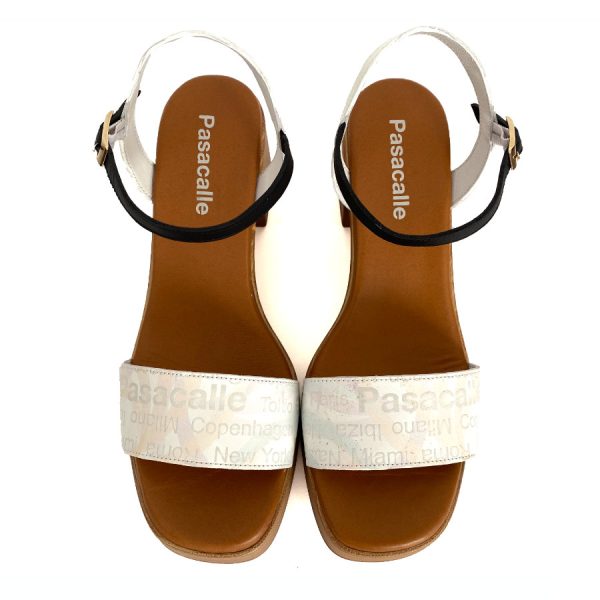 Sandalias de plataforma para mujer en piel blanco