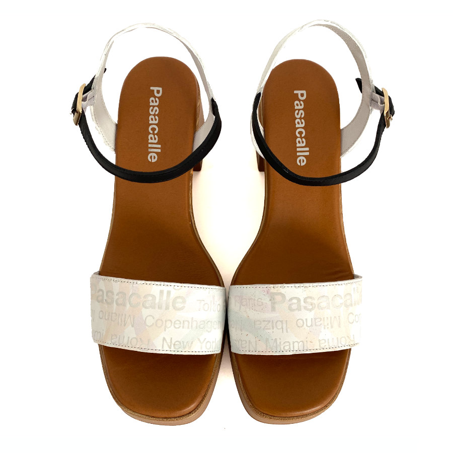 Sandalias de plataforma para mujer en piel blanco: imagen 3