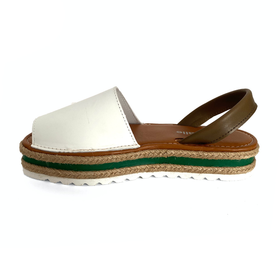 Sandalias bajas para mujer piel blanco y kaki: imagen 5