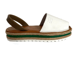 Sandalias bajas para mujer piel blanco y kaki